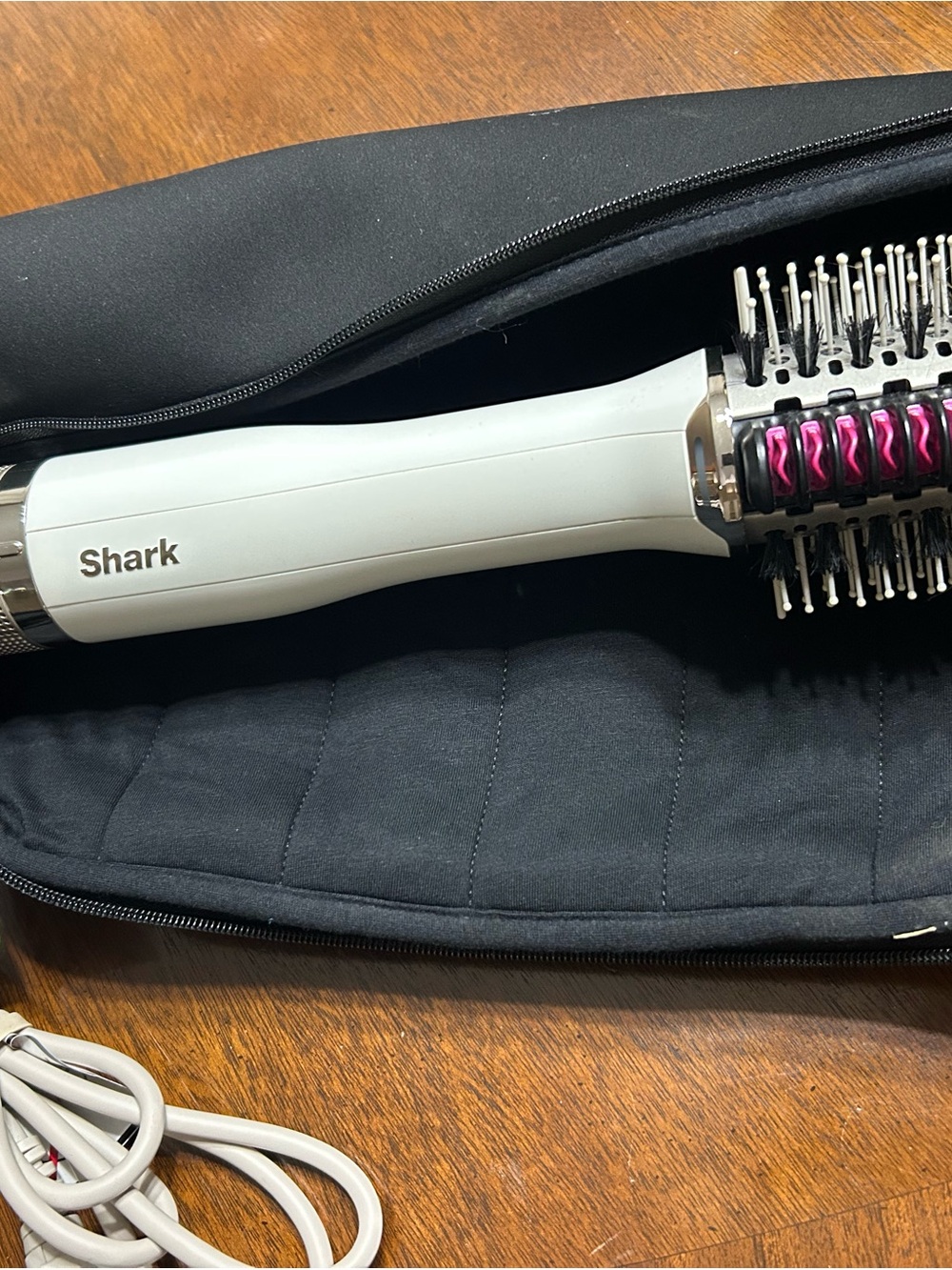 Shark White & Pink Hot Air Brush - Volumizing Hair Styler